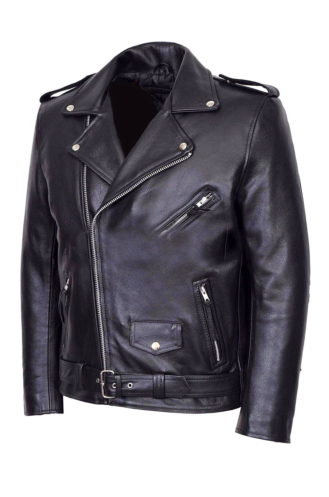 Men PU Leather Jacket Motorcycle Fashion Slim Fit Leather Coat