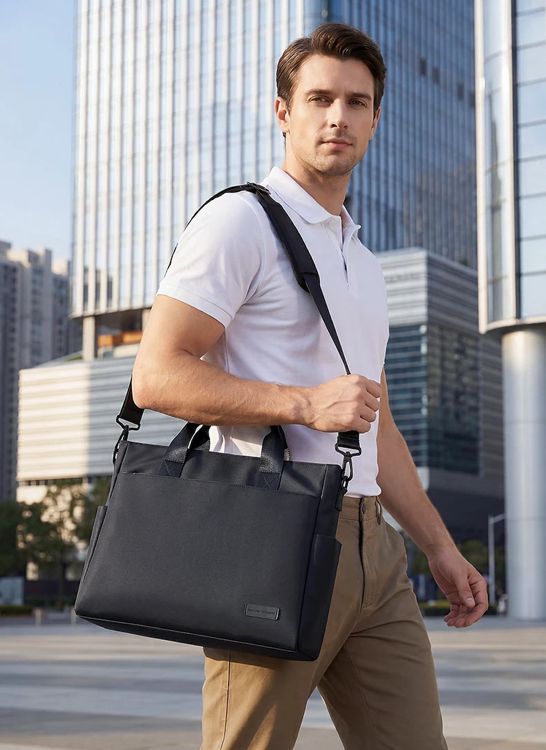MARK RYDEN "Smooth Brief" Laptop Tote Bag Water Resistant Oxford Dual Side Pocket Business Handbag With Detachable Strap