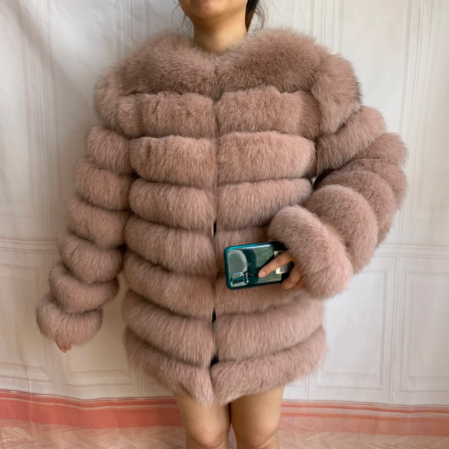 NEW Style Length Sleeves 4in1 Real Fur Coats Women Natural Real Fur Jackets Vest Winter Outerwear Women Fox Fur Coat Quality Fur