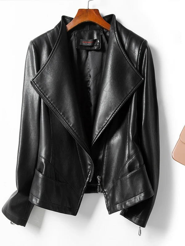 Ning Genuine Leather Jacket Women's Short Sheepskin 2026 Spring Autumn New Style Motorcycle Biker Jacket Slim Fit Korea...