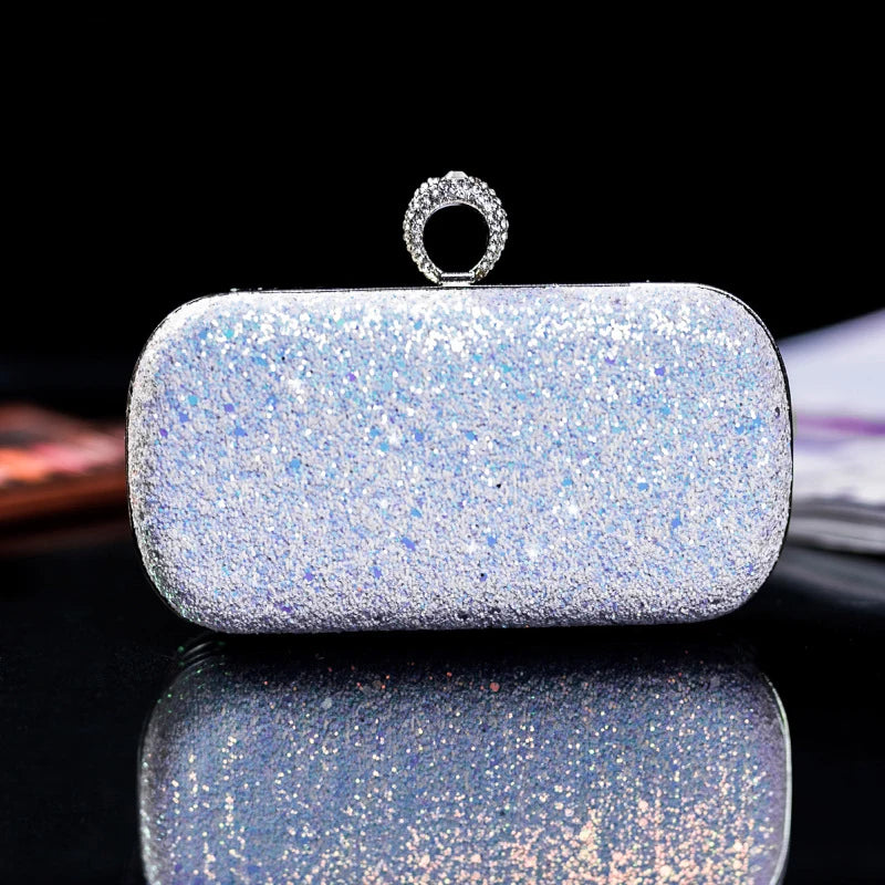 Evening Pink Clutch Designer Bags Women Luxury 2025 Purse Bling Sequins Handbag New Fashion Shoulder Crossbody Small Phone Bag