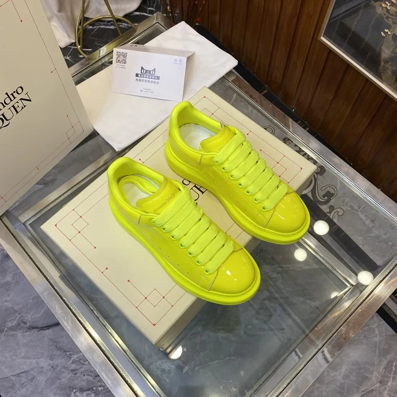 American European Men Casual Shoes Patent Leather Round-toe Platform Loafer Shoes Hip-hop Sports Shoes Outdoor Street Sneakers