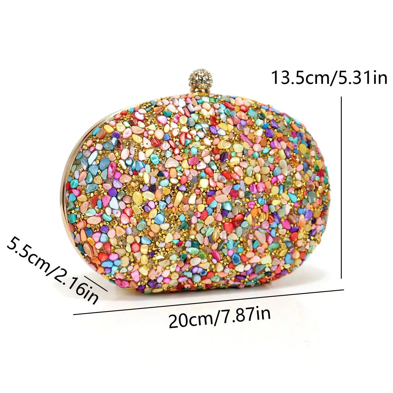 Circular Design Rhinestones Stones Evening Bags One Side Diamonds Bohemian Style Dress Beach Purse With Hanlde Shoulder