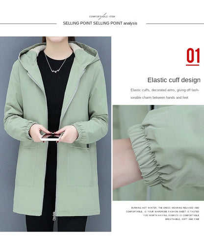 2023 Autumn Winter New Thick Warm Lamb Wool Cotton-padded Coat Women's Mid-length All-fit Loose Hooded Female Blouse