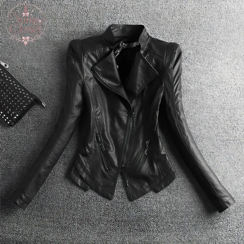 Winter 2026 New Black Pu Leather Jacket Women Y2K Streetwear Cropped Motorcycle Coat Fashion Gyaru Long Sleeve Short Outerwears