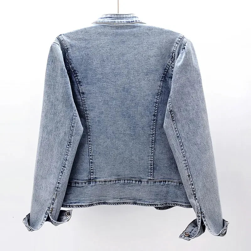 Women 2026 Spring Embroidered  Denim Jacket New Short Jackets Cardigan  Cowboy Coat Basic Jacket  Female Plus Size 3XL