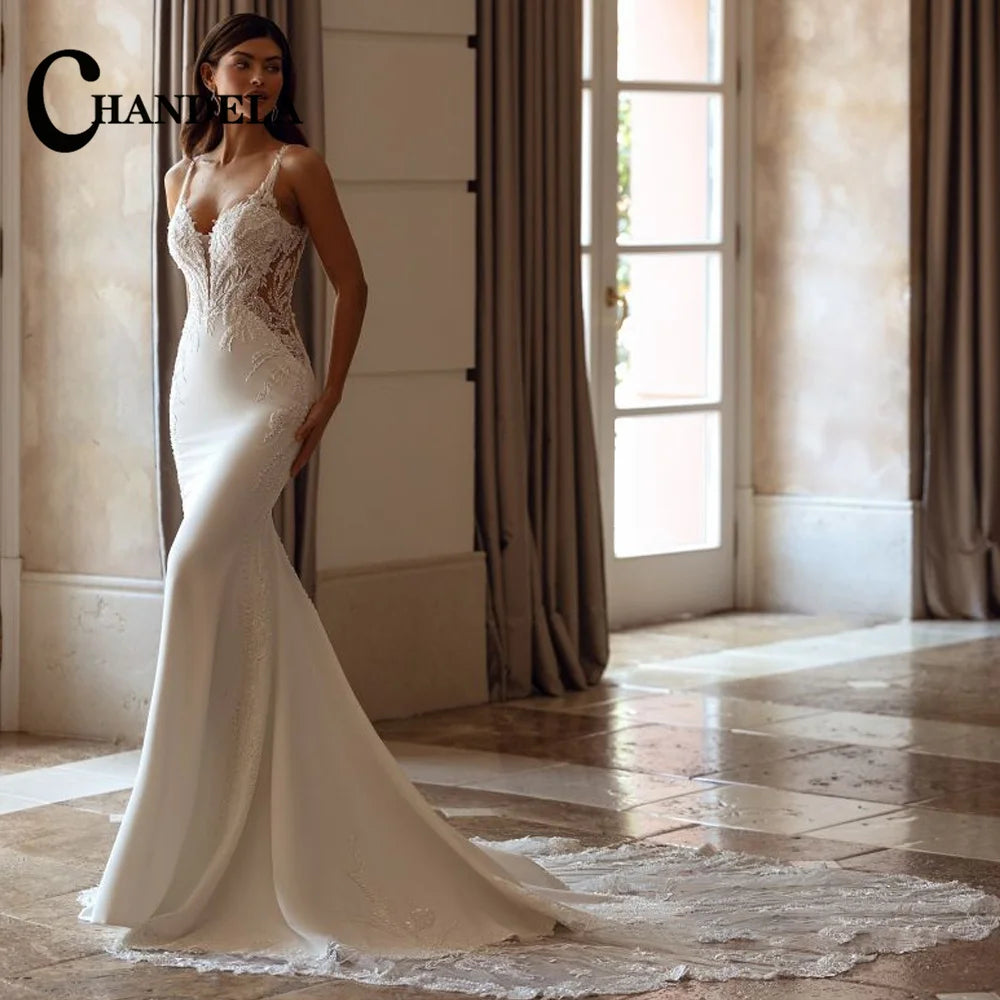 CHANDELA Lace Appliques Mini Corset Wedding Dress Cut-out Detachable Sleeves vestidos de noiva After Party A-line Customised