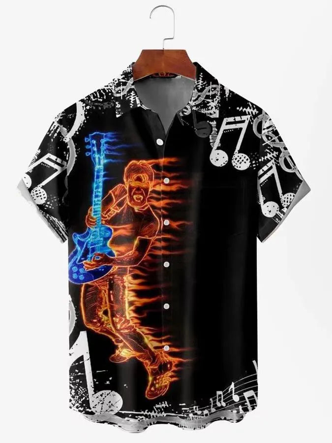 Hawaiian 3D oil painting geometric printing short sleeved top for men's fashionable clothing summer beach vacation casual shirt