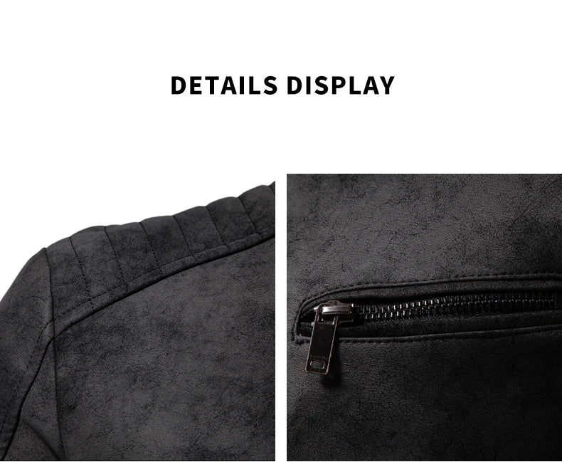 Men's PU Leather Jacket Faux Fur Leather Jacket Thickened Plush Autumn Winter Warm Leather Jacket High-End Business Leather Coat