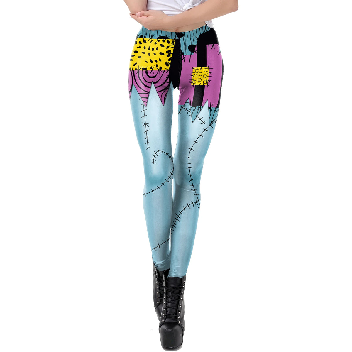 ZAWALAND Halloween Nightmare Sally Printed Cosplay Costume Girls Women Jumpsuit Christmas Cosplay Party Zenti Bodysuit Oufits