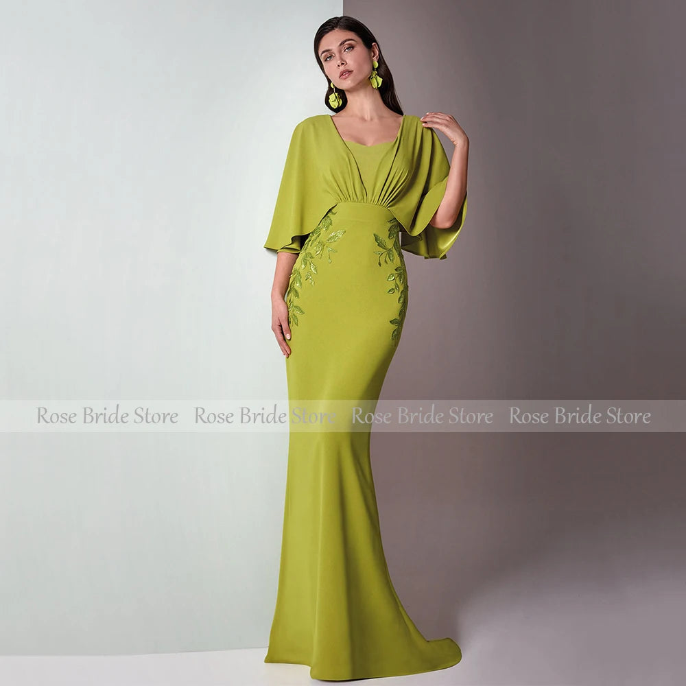 Customized Wedding Guest Dresses for Women Applique Mermaid Mother of the Bride Dress Long Wrap Trumpet Formal Evening Gown 2026