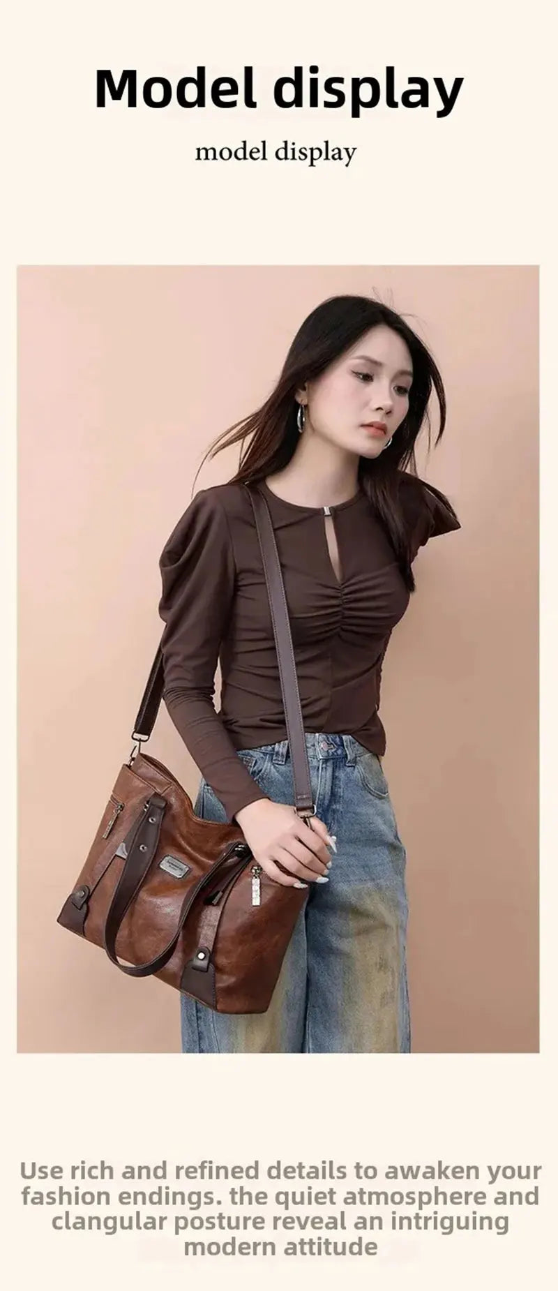 Vintage Women's Tote Bag 2025 New PU Leather Shoulder Bag Large Capacity Handbags Retro Style Crossbody Bags for Women