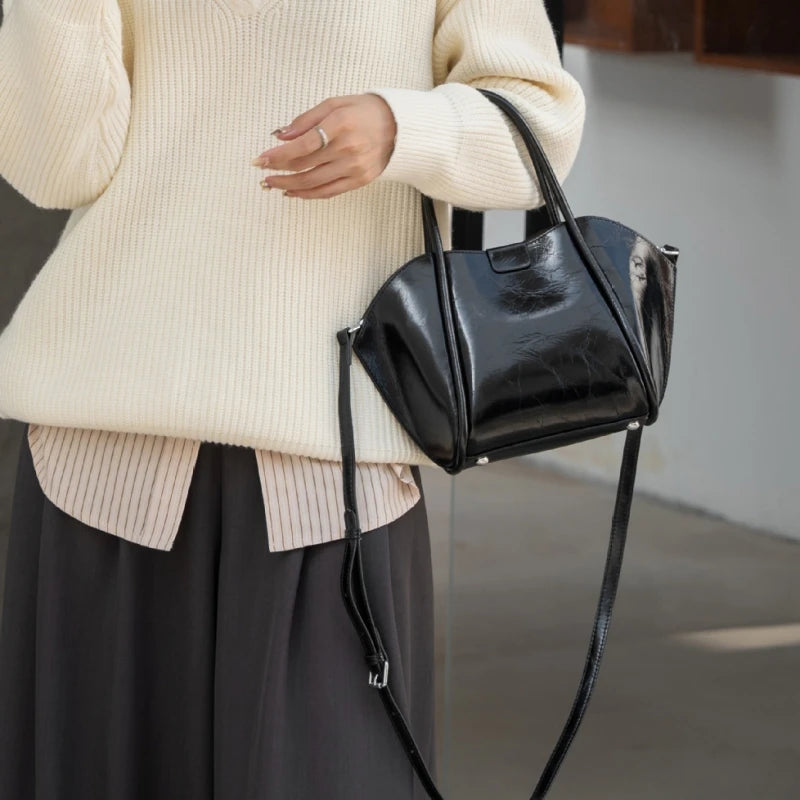 YANATARI Genuine Leather Woman Bag Shoulder Bag Handbags Ladies Crossbody Bags Luxury Designer Minimalism Bag Cowhide Bucket Bag