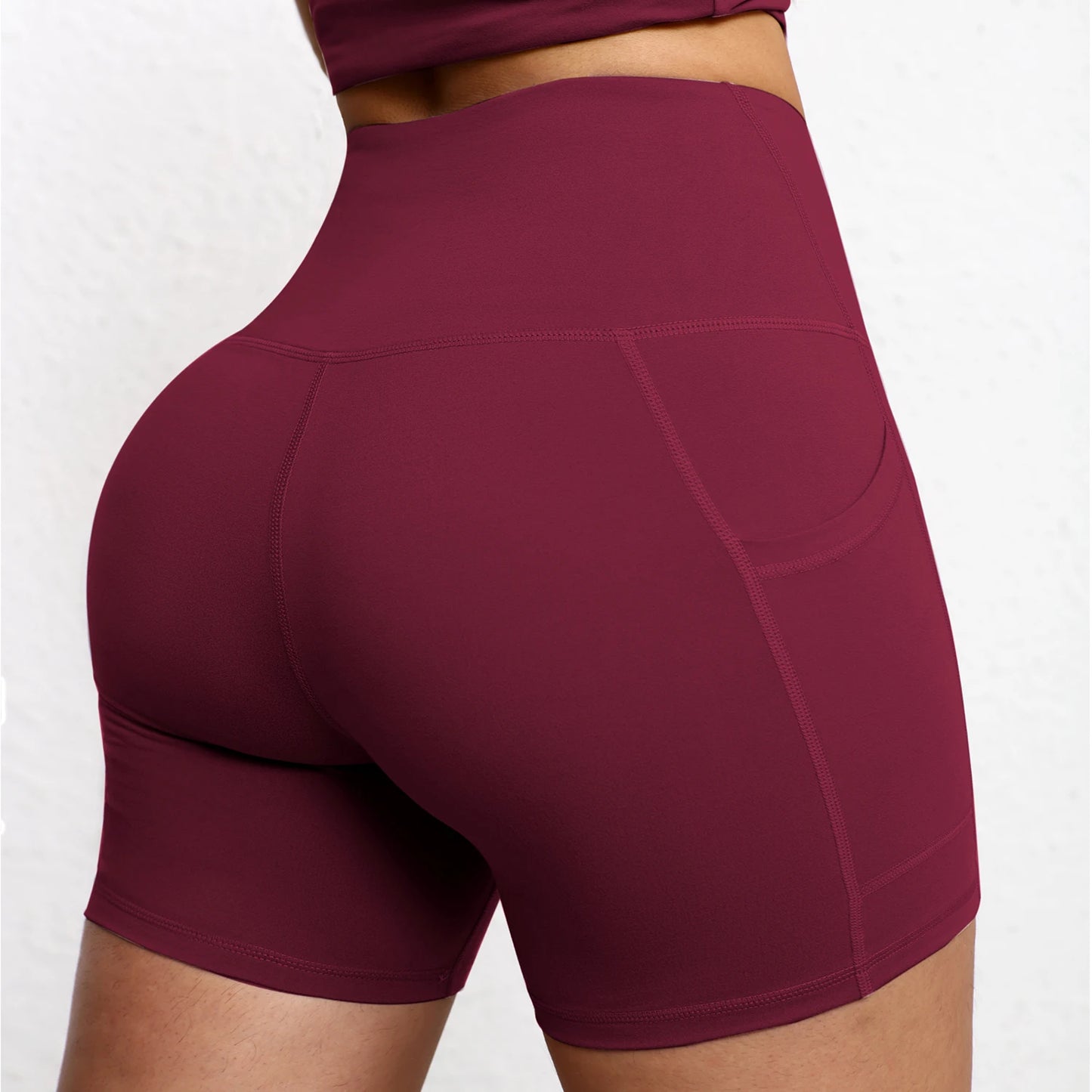 Summer Soft Yoga Shorts With Pocket Buttock Lift Gym Leggings Women High Waist Sports Shorts Women Running Workout Shorts