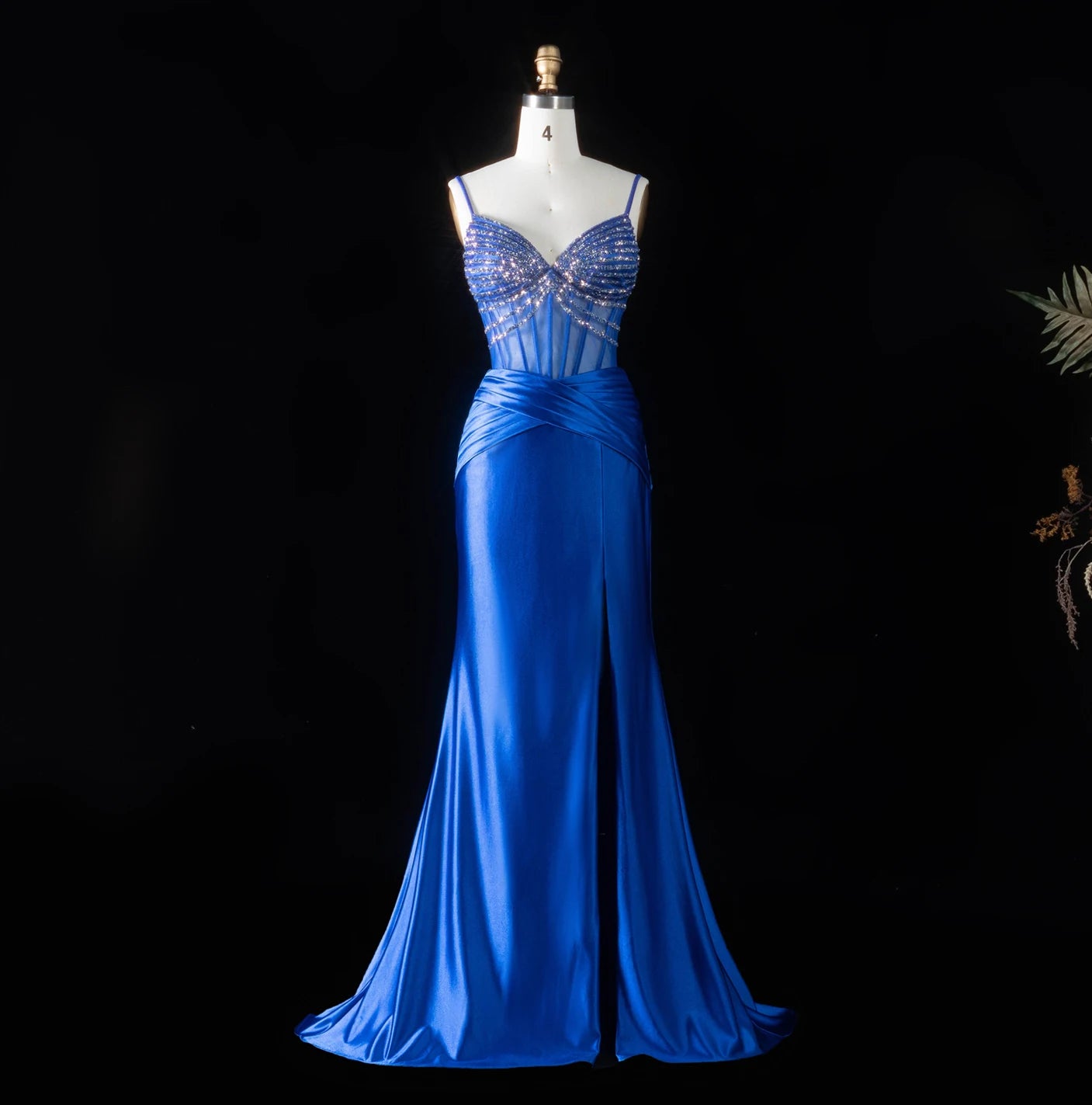 Sharon Said Women' s Luxurious Evening Party Dress 2026 Beaded Satin Elegant Wedding Party Gowns with Side Slit SH095 Customized