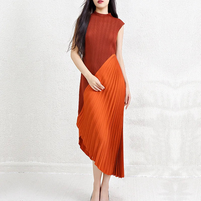 High-end women's summer dresses, sophisticated and stylish new styles, solid color, irregular patchwork, elegant evening gowns.