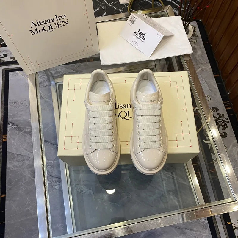 American European Men Casual Shoes Patent Leather Round-toe Platform Loafer Shoes Hip-hop Sports Shoes Outdoor Street Sneakers