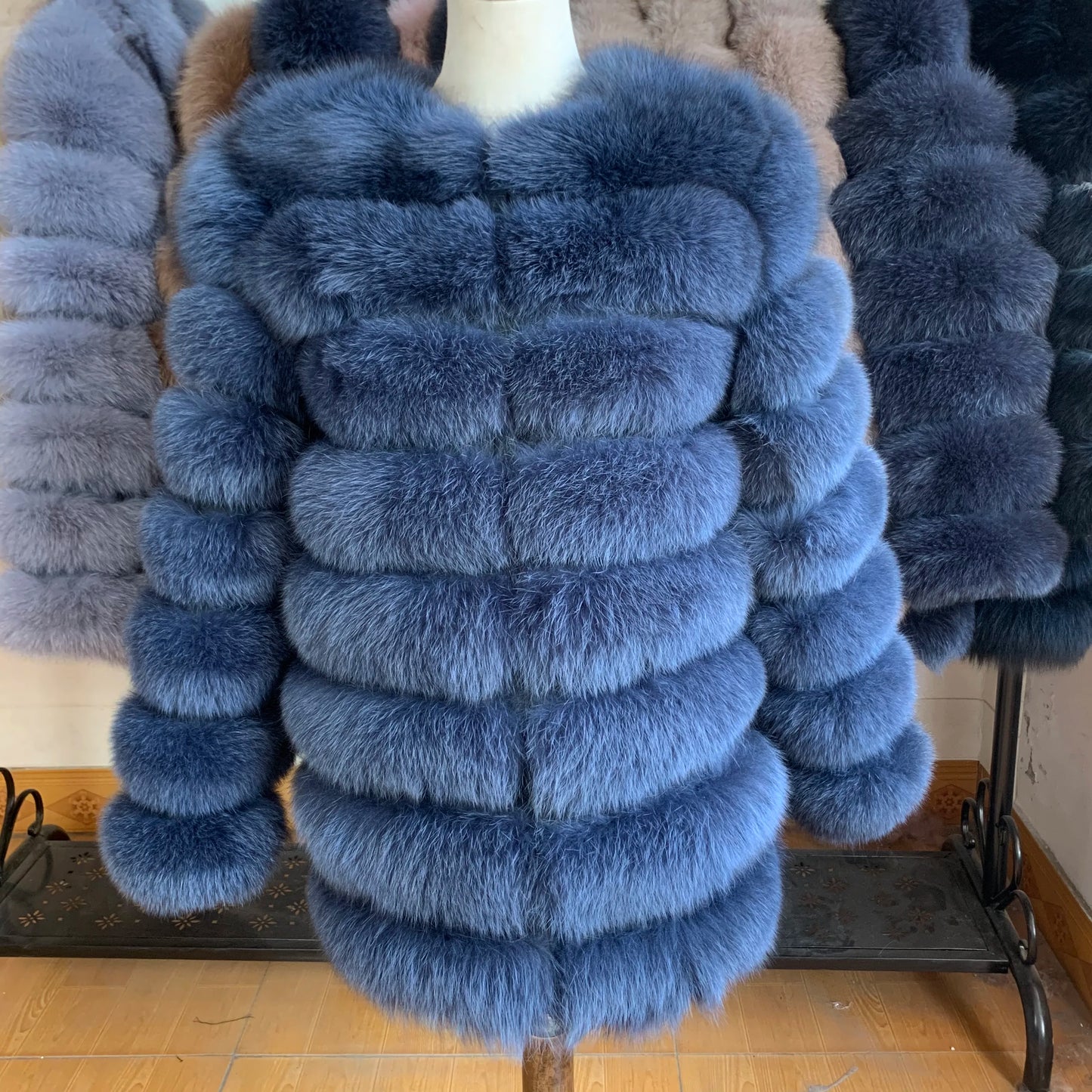 NEW Style Length Sleeves 4in1 Real Fur Coats Women Natural Real Fur Jackets Vest Winter Outerwear Women Fox Fur Coat Quality Fur