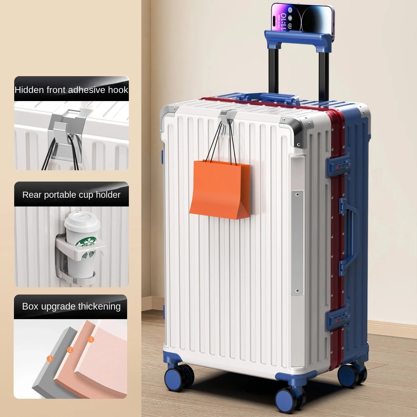 28/30 inch Large-capacity Luggage Lightweight Aluminium Frame Trolley Case 20 inch Can Boarding Zip Model Suitcases on Wheels