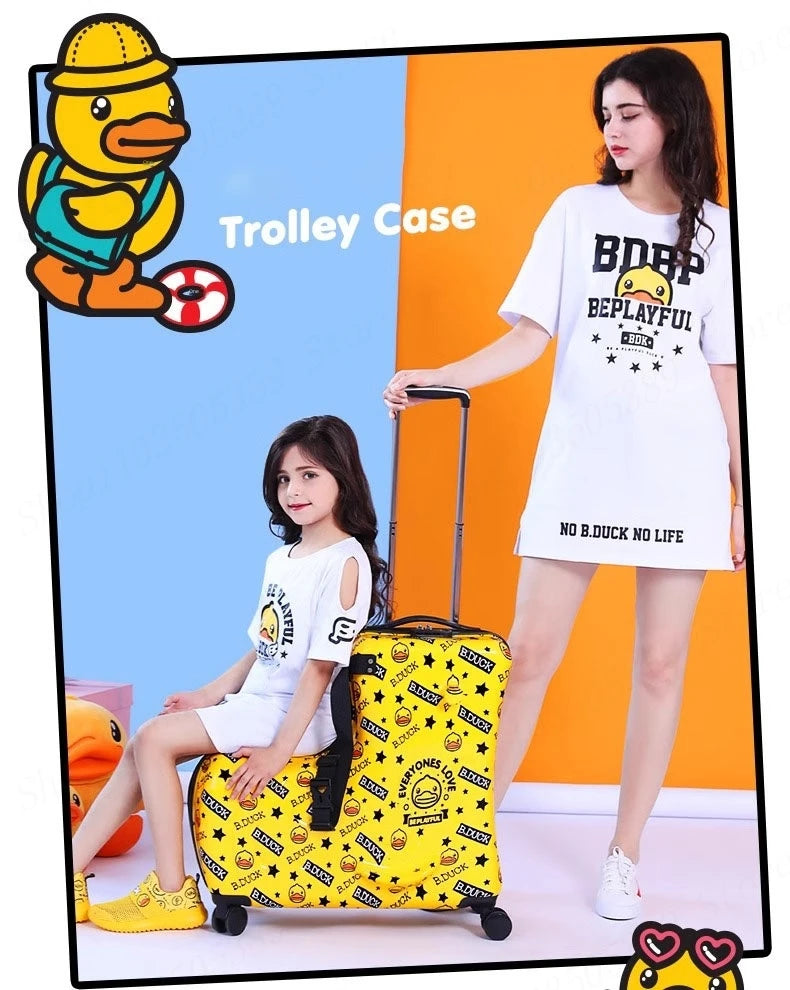 Cute Pony Cartoon Suitcase for Children Can Sit and Ride Carry on Kids Luggage Baby Trolley Case Boarding Cabin 20 Inch