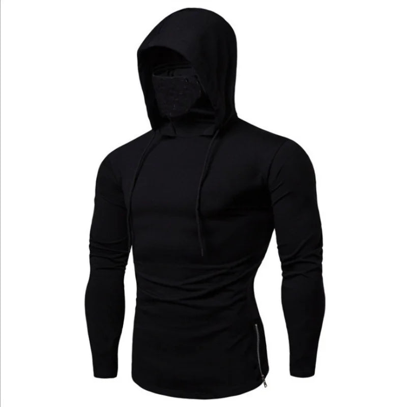 New Embroidery Turtleneck Sweatshirt For Men Japanese Ninja Hoodies Autumn Hip Hop Fleece Pocket Streetwear Oversized Y2K Hoody