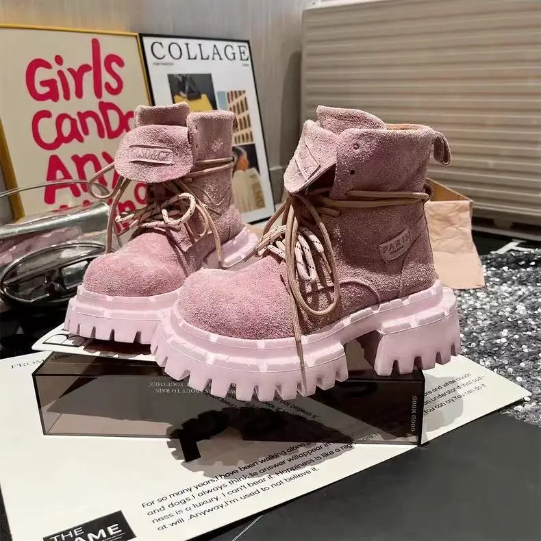 Ankle Boots for Women Designer Flats Platform Shoes Fashion Winter Dress Woman Boots 2025 New Suede Cozy Chelsea Botas De Mujer