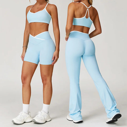 Yoga Set 2 Pieces Workout Clothes Women's Tracksuit Sportswear Gym Clothing High Waist Bell-bottoms Sexy Fitness Bta Sports Suit