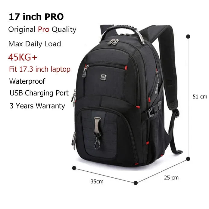 2026 Swiss-Multifunctional bags Durable 17 Inch Laptop Backpack, Travel Bag,College Bookbag,USB Charging Port,Water Resistant