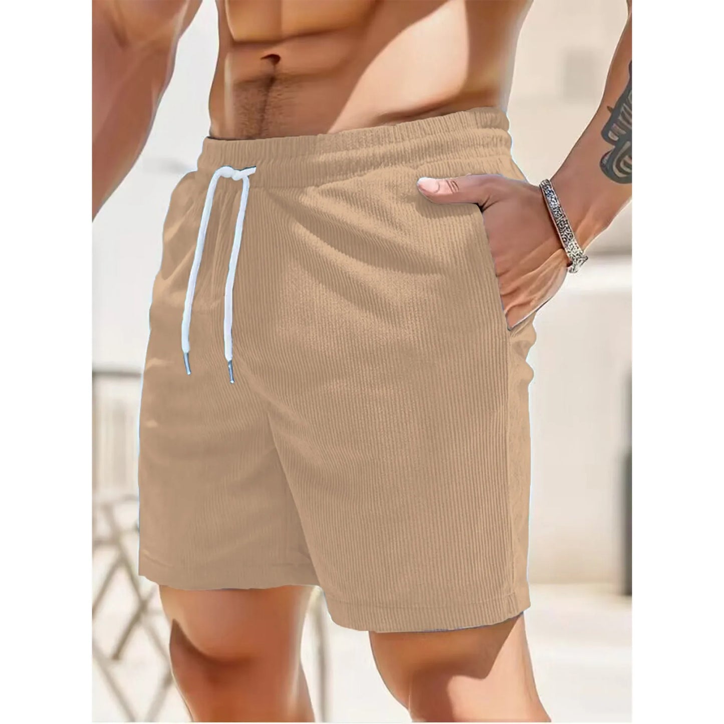 2026 Summer Men Corduroy Shorts Casual Lightweight Loose fit Men's Beach Board Shorts Short Pants Trousers