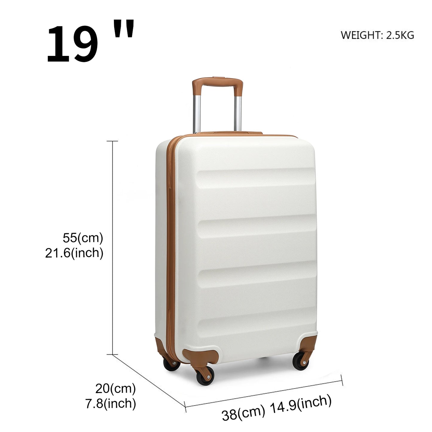 KONO Hardshell Case with 4 spinner wheels and number combination lock, light suitcase, hand luggage, 55/66/75 cm