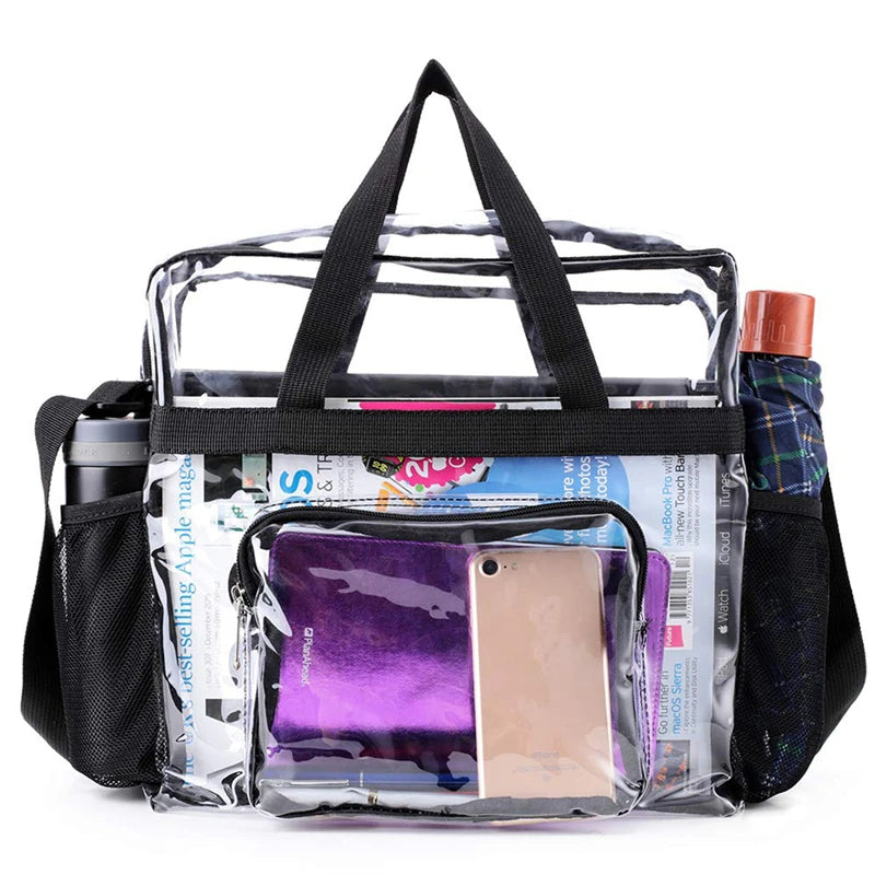 Portable Transparent Shoulder Crossbody Bag Tote Satchel PVC Handbag For Women Lady Large Capacity Clear Bag Shopping Handbag