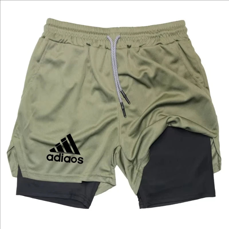 Men'S Compression Shorts Summer Gym Fitness Running Training Sports Shorts Two-In-One Mesh Breathable Quick-Drying Shorts