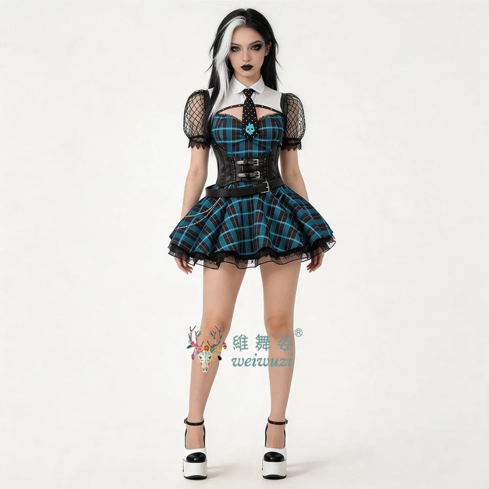 Halloween Monster Cos High Cosplay Costume Women's SexyGothic Dress Up Party Fantasy Uniform Campus Style Dress Comic Con Outfit