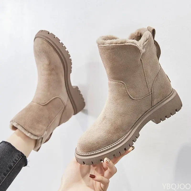 Large Size Winter Fashion Thick Sole Height Increasing and Plush Thick Women's Boots New Warm and Versatile Women's Short Boots