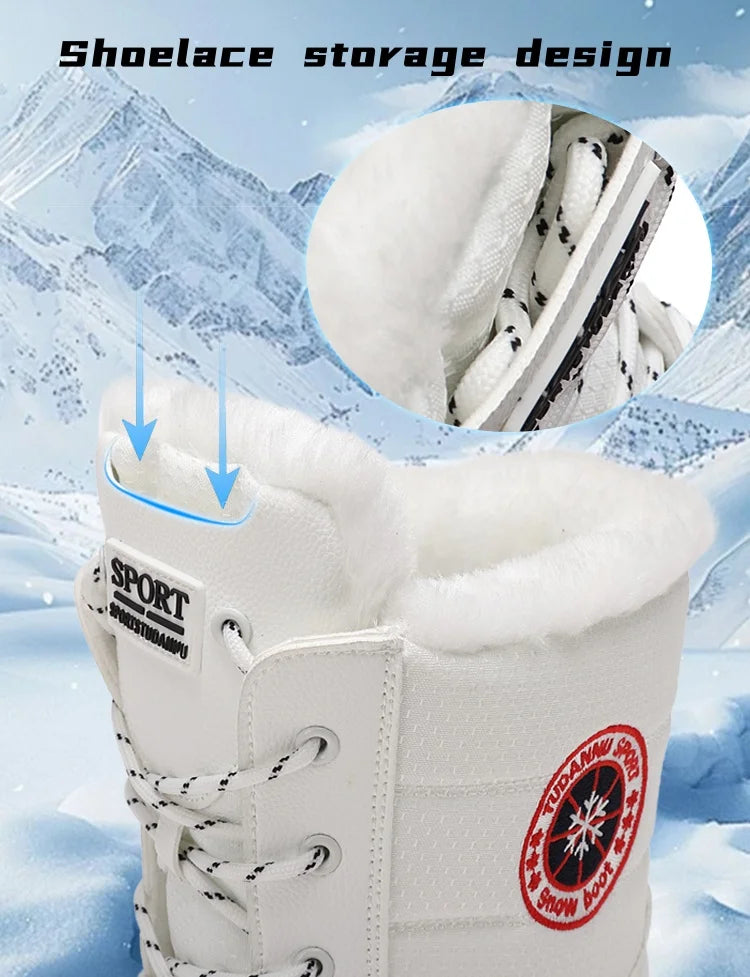 2025 new winter warm plush lined snow boots women's outdoor waterproof and non-slip plush cotton boots comfortable platform shoe