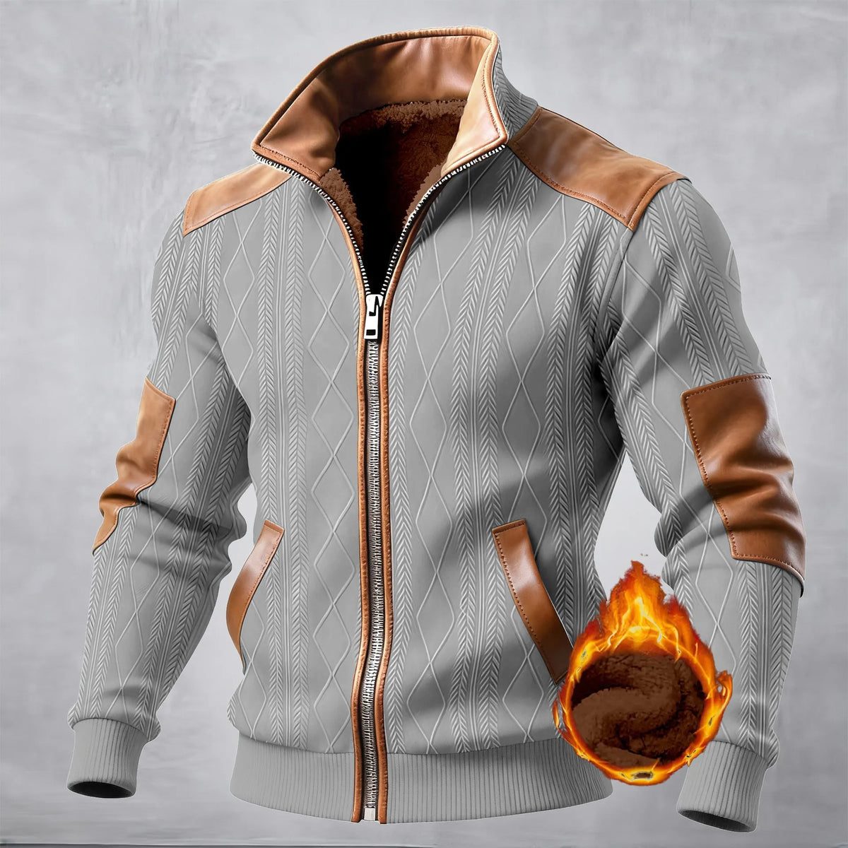 Spring/Autumn 2026 Men's New Muscle Jacket - Daily Casual Sport Long Sleeve Collar Zippered Windproof Warmth Thick Coat