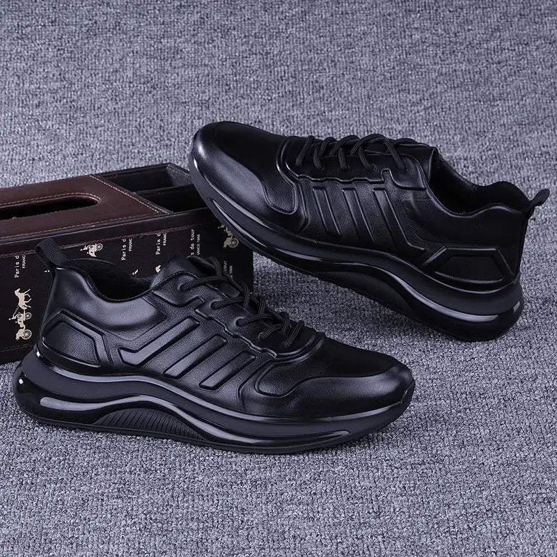 Genuine Leather Shoes Men Ultra Light Cowhide Shoe Cushion Soles Training Sneaker Athletic Running Waterproof Travel Exercise