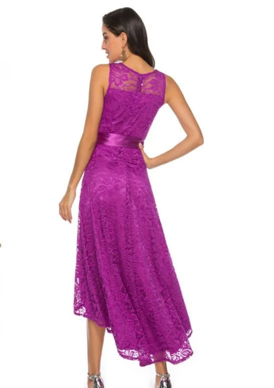 Women's Luxury Wedding Bridesmaid Dresses Elegant Lace Evening Sweet Party Dress Plus Size Slim High Waist Bow Maxi Dresses