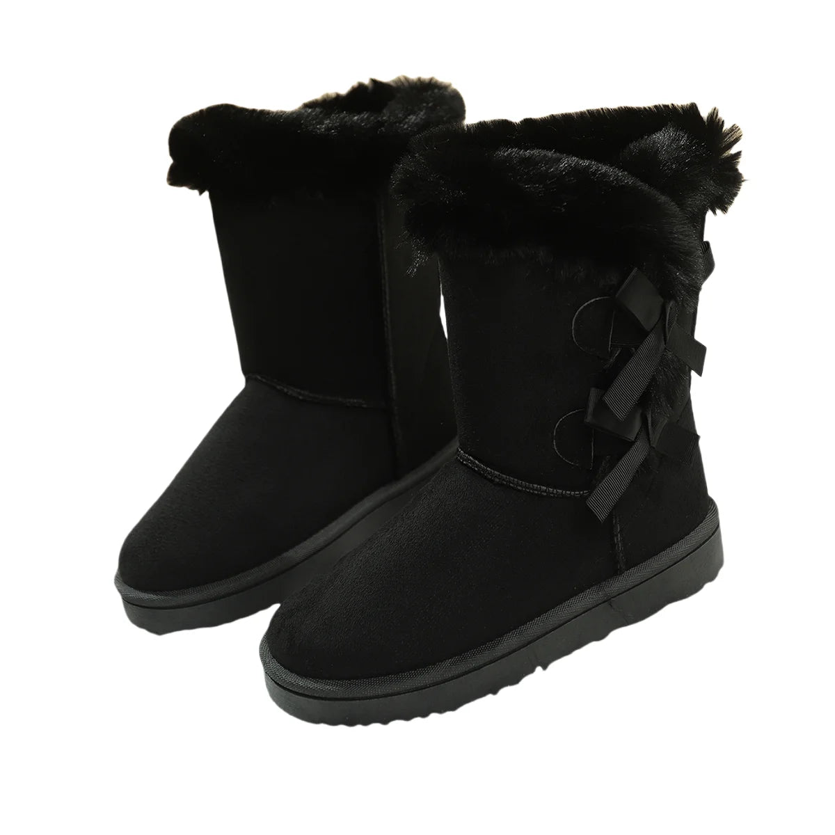 Fashion New Round Head Bow Sexy Warm Casual Walking Boots Winter Large Size Plus Velvet Comfortable Snow Boots for Women