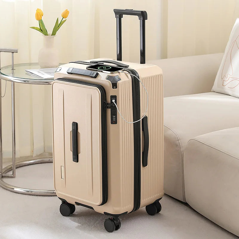 Large Size Expandable Suitcase 32/34 inch Side Opening Travel Luggage Large Capacity Check-in Box with Brake 5 Wheels Trolley Ca