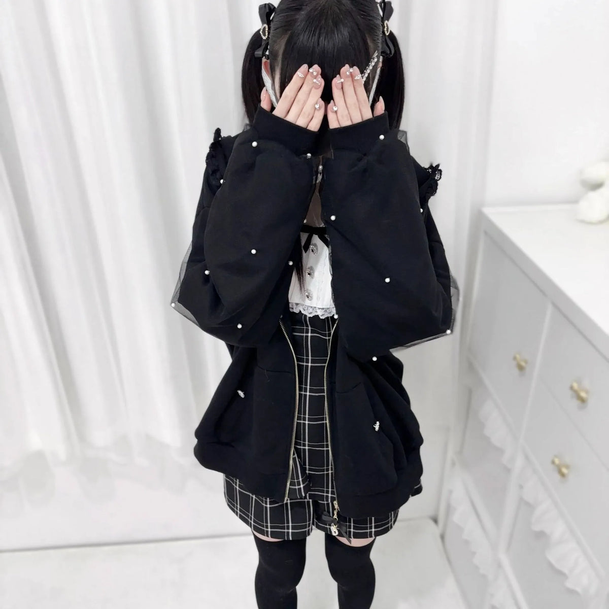 Vintage Japanese Subculture Jirai Kei Jacket Women Y2K Coat Lace Rabbit Ears Hoodie Gothic Sweatshirt Harajuku Halloween Cosplay