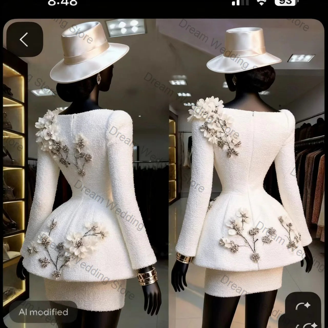 White Women Suit Set 2 Pcs Blazer+Short Mini Prom Dress 3D Flower Fall Formal Office Lady Jacket Customized Wedding Guest Coat