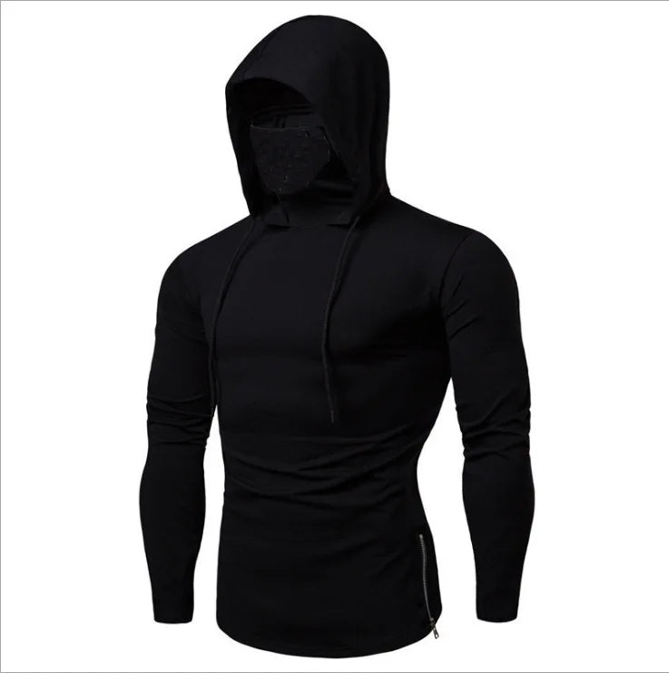New Fashion Turtleneck Sweatshirt Men Japanese Ninja Face Shield Hoodies Spring Autumn Hip Hop Streetwear Oversized Y2K Hoody