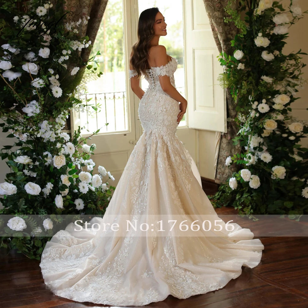 Customized Mermaid Vintage Elegant Wedding Dresses Sweetheart Off The Shoulder Vestido De Novia Embroidery Appliques Bride Dress