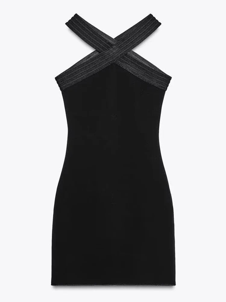 Women's Dress Black Halter Tight Dress Sexy Bodycon Backless Mini Dresses Women 2026Summer New Off Shoulder Beach Party Vestidos