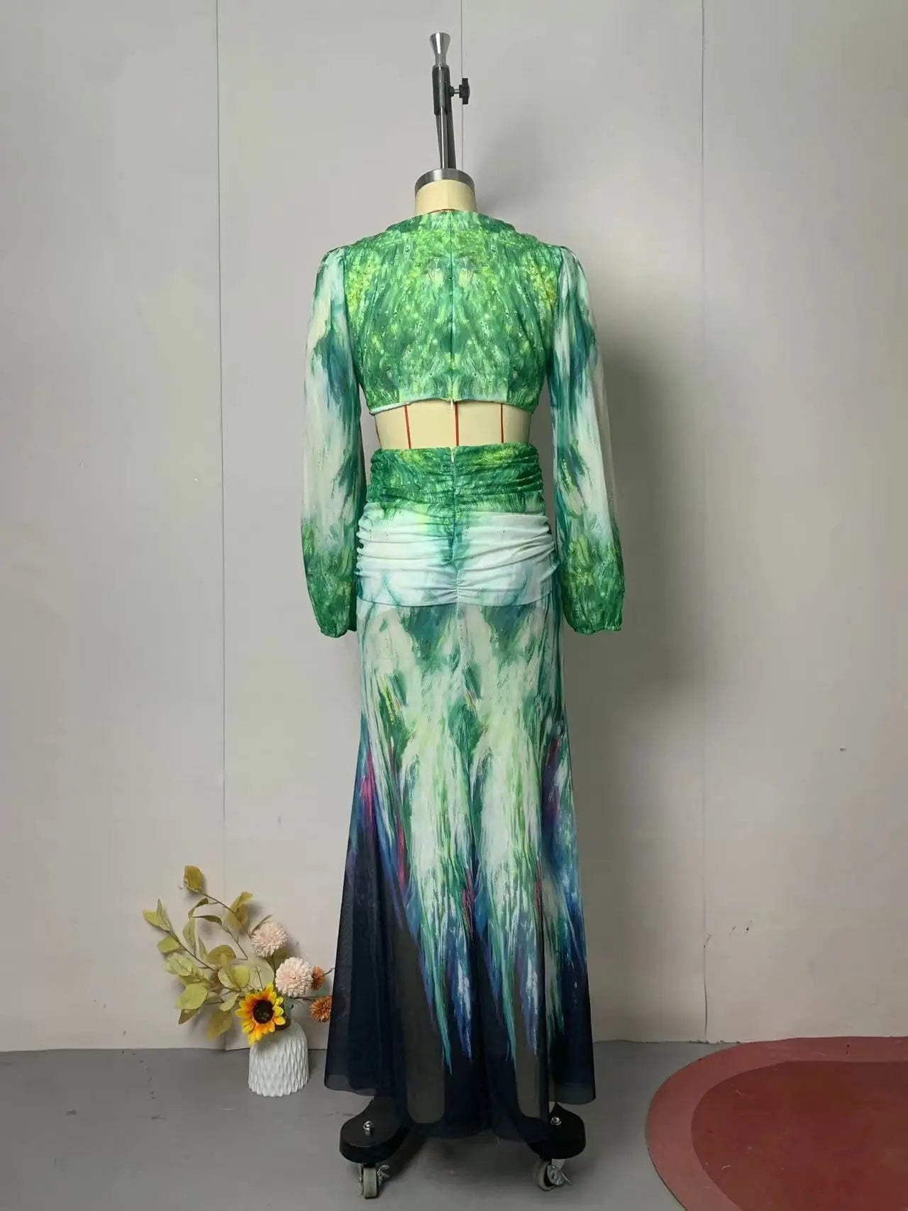 Women's Dress 2025 Fashion Summer New Vestidos Para Mujer Women's Vacation Elegant Style Long Sleeve Split Printed Slit Dresses