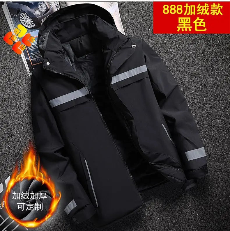New Winter Work Jacket, Waterproof Windproof Reflective Thermal Coat with Fleece Lining, Stain Resistant Outdoor
