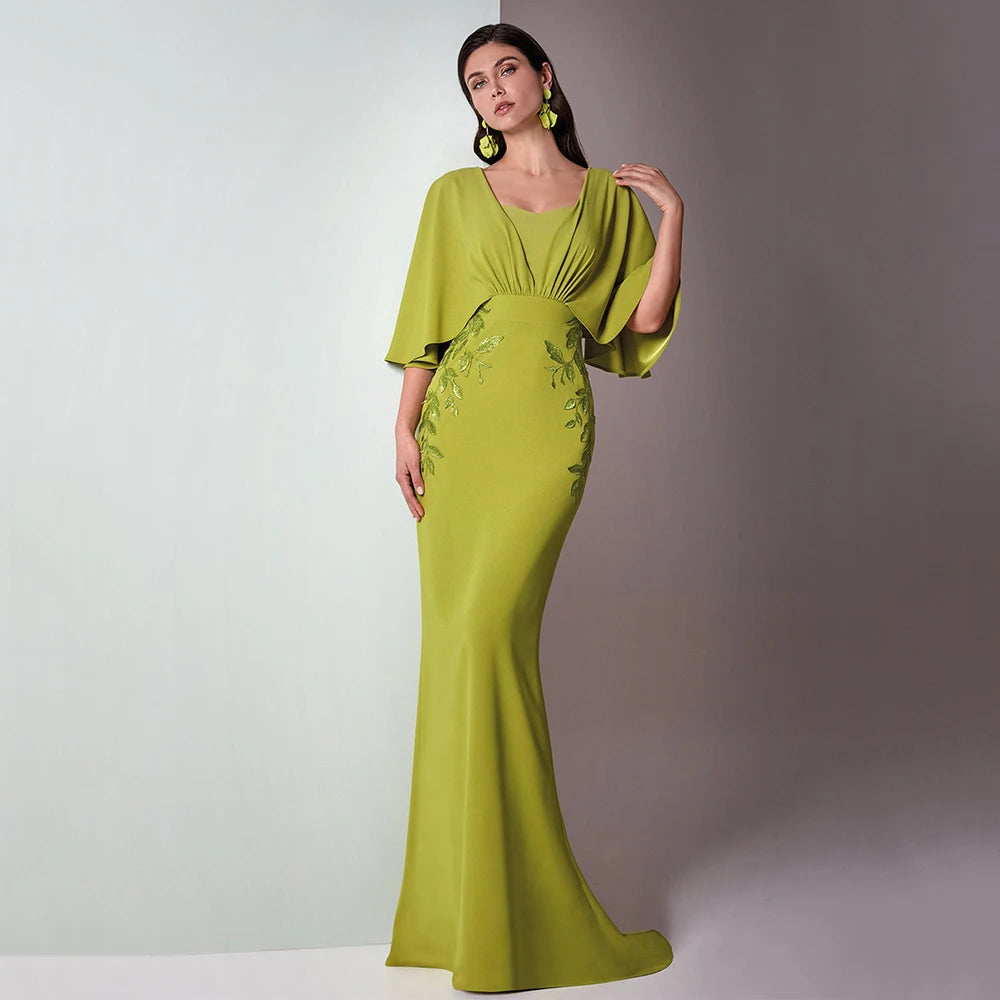 Customized Wedding Guest Dresses for Women Applique Mermaid Mother of the Bride Dress Long Wrap Trumpet Formal Evening Gown 2026