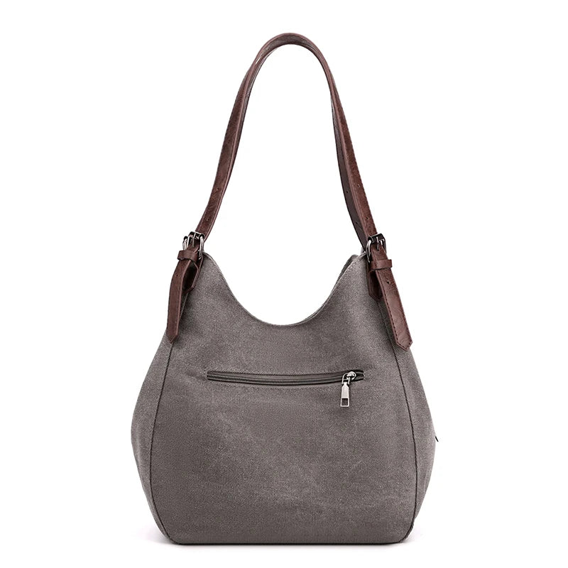 Canvas patchwork Female Top-Handle Bag Women Shoulder Bag Vintage Ladies Commuting Handbags