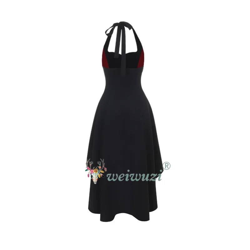 Halloween Costume Vampire Cosplay Costume Women Around The Neck Irregular High‑Low Hem Dress for Ghost Bride Cosplay Clothes